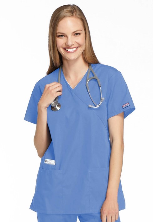 Cherokee Cherokee Women's WorkWear Mock Wrap Solid Scrub Top 4801